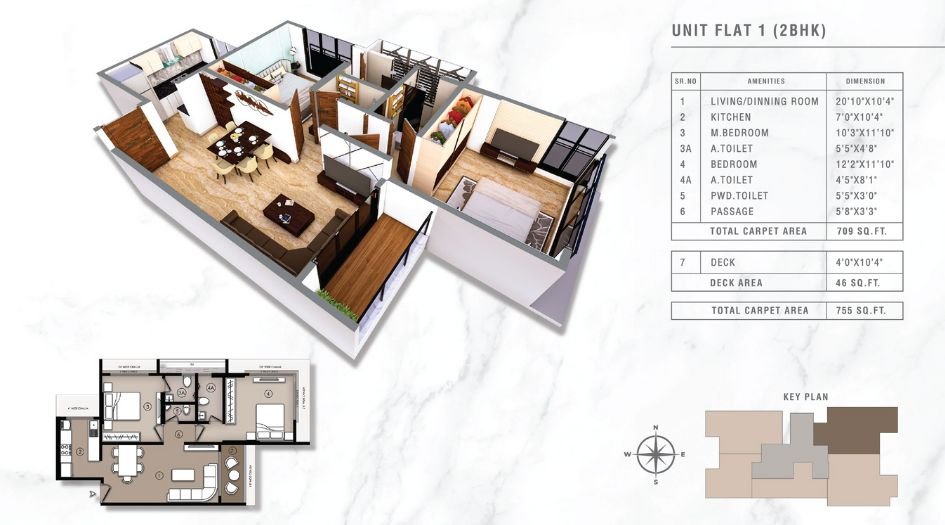 Ariha-Vincere-Floor-Plan-2 BHK-755 Sqft